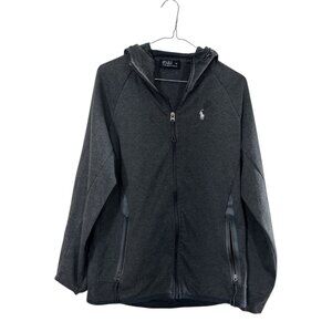 Polo Ralph Lauren Men’s Plain Grey Full-Zip Hoodie | Back Zipper Pocket | Medium